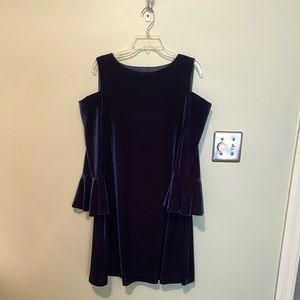 Ralph Lauren Velvet long-sleeve navy dress. Worn once and like new.